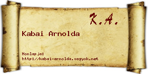 Kabai Arnolda névjegykártya